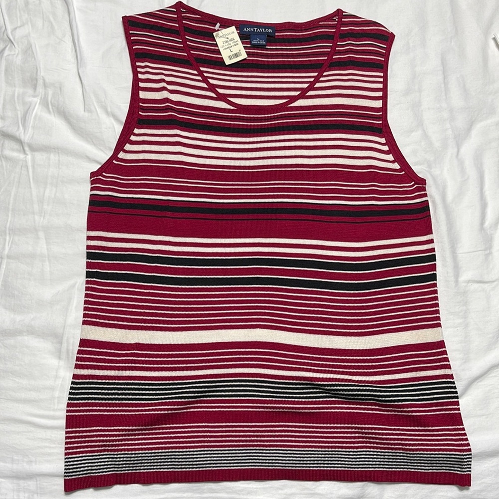 Ann Taylor Sleeveless Stripe Knitted Top BNWT
